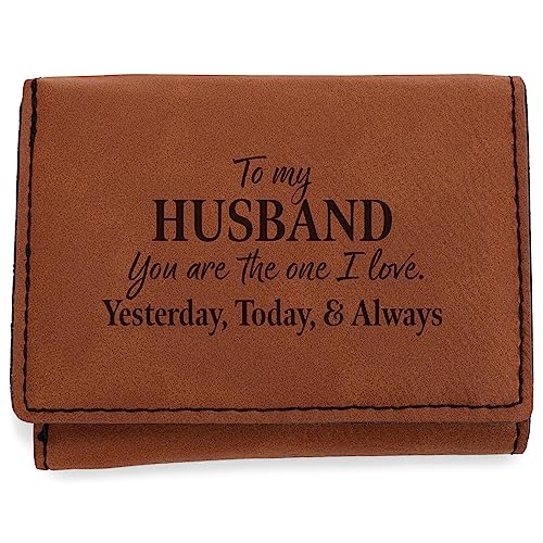 Elanze Designs Husband Love Always Geldbörse aus Kunstleder, 3 x 4 cm, Sattel Tan Schwarz, 3 x 4, Husband Love Always Sattel, Hellbraun, Schwarz von Elanze Designs