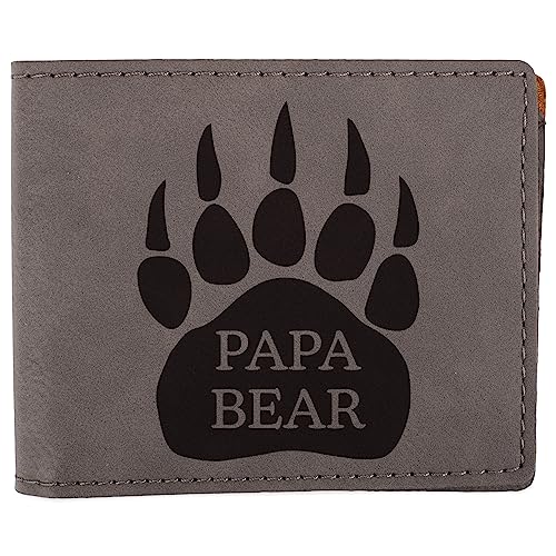 Elanze Designs Papa Bear Geldbörse aus Kunstleder mit Pfotenabdruck, 11,4 x 8,9 cm, Grau / Schwarz, 4.5 x 3.5, Papa Bear Pfotenabdruck Grau Schwarz von Elanze Designs