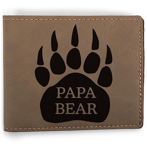 Elanze Designs Papa Bear Geldbörse aus Kunstleder mit Pfotenabdruck, 11,4 x 8,9 cm, Soft Tan Black, 4.5 x 3.5, Papa Bear Paw Print Soft Tan Black von Elanze Designs