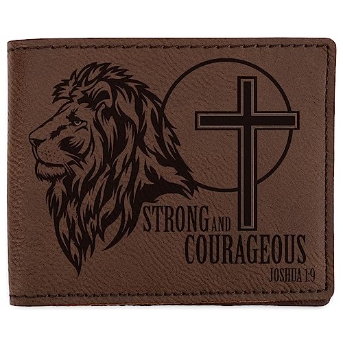 Elanze Designs Strong Courageous Cross Geldbörse aus Kunstleder, 11,4 x 8,9 cm, braun / schwarz, 4.5 x 3.5, Starkes mutiges Kreuz Brauner Schwarzer Löwe von Elanze Designs