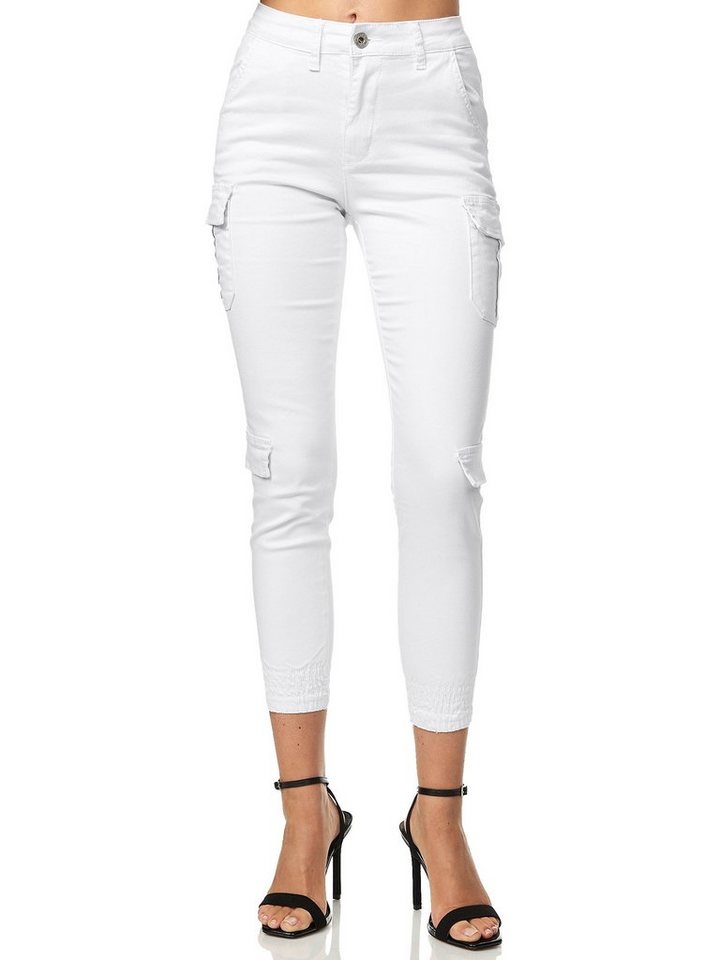 Elara Cargohose Elara Damen Cargo Hose Slim Fit Denim (1-tlg) von Elara