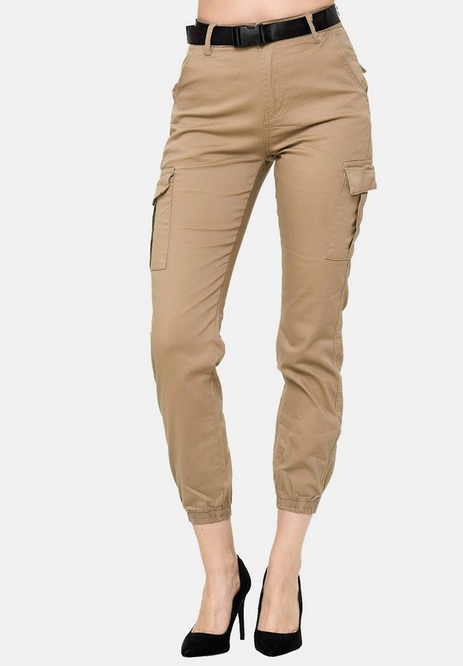 Elara Cargohose Elara Damen Cargohose mit Gürtel (1-tlg) von Elara