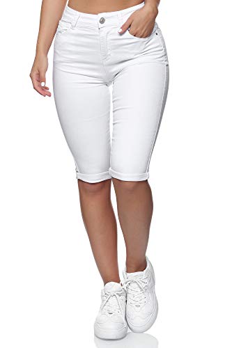 Elara Damen 3/4 Jeans Push Up Capri Chunkyrayan HB2582 White-36 (S) von Elara