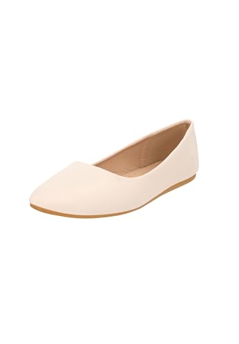 Elara Damen Ballerina Bequeme Slip Ons Flach Chunkyrayan DY-10A Beige-42 von Elara