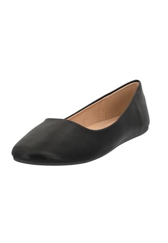 Elara Damen Ballerina Bequeme Slip Ons Flach Chunkyrayan DY-10A Black 41 von Elara