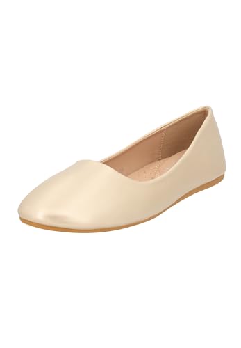 Elara Damen Ballerina Bequeme Slip Ons Flach Chunkyrayan DY-10A Gold-36 von Elara