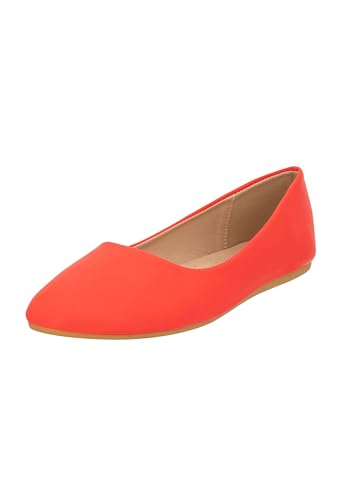 Elara Damen Ballerina Bequeme Slip Ons Flach Chunkyrayan DY-10A Red-41 von Elara