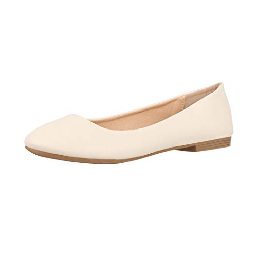 Elara Damen Ballerina Bequeme Slip Ons Flach Chunkyrayan Neu B3039H-BL Beige 37 von Elara