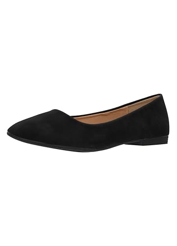 Elara Damen Ballerina Bequeme Slip Ons Flach Chunkyrayan P B3039 Schwarz 39 von Elara