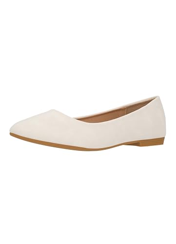 Elara Damen Ballerina Bequeme Slip Ons Flach Chunkyrayan P B3039 Weiss 42 von Elara