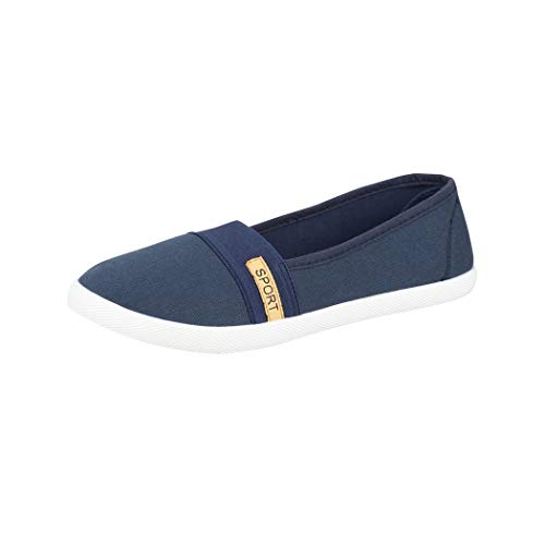Elara Damen Ballerina Flache Bequeme Slipper Chunkyrayan BD1412-BL Blau-38 von Elara