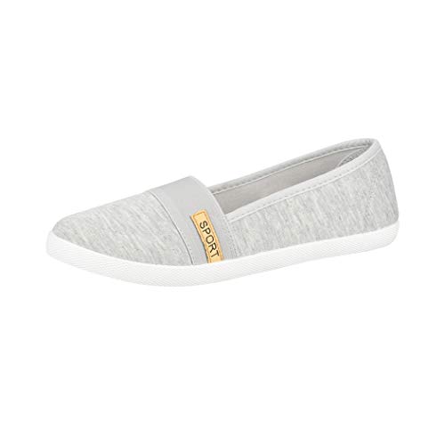 Elara Damen Ballerina Flache Bequeme Slipper Chunkyrayan BD1412-BL Grau-39 von Elara