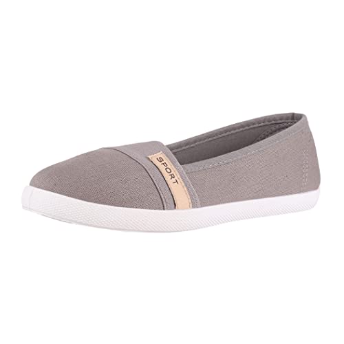 Elara Damen Ballerina Flache Bequeme Slipper Chunkyrayan BD1412 DK.Grey-39 von Elara