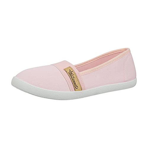 Elara Damen Ballerina Flache Bequeme Slipper Chunkyrayan BD1412 Rosa-36 von Elara