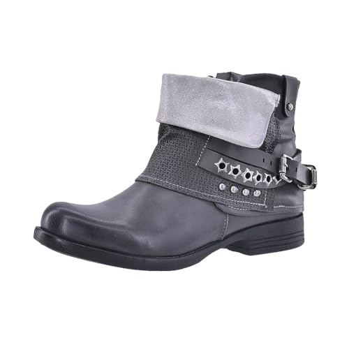 Elara Damen Biker Boots Nieten Stiefeletten Chunkyrayan 344 Grey-38 von Elara