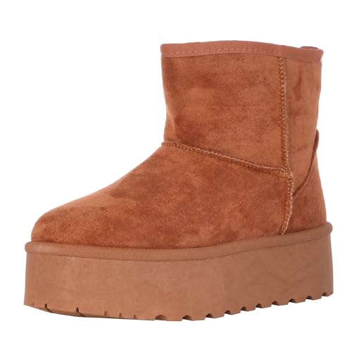 Elara Damen Boot Stiefelette P S-2311 Camel-41 von Elara