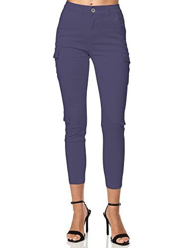 Elara Damen Cargo Hose Slim Fit Denim Chunkyrayan 753 Navy 34 (XS) von Elara