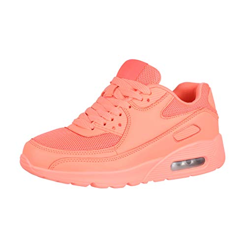 Elara Damen Herren Sneaker Sport Laufschuhe Turnschuhe Chunkyrayan H001 Watermelon Red-36 von Elara