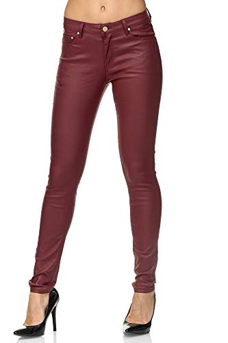 Elara Damen Hose Kunstleder Push Up Effekt Chunkyrayan E621-2 Red-36 (S) von Elara