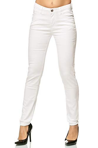Elara Damen Hose Skinny Stretch Jeans 3 Längen Chunkyrayan MEL30-1 Weiss 44 (2XL) von Elara