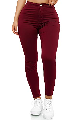 Elara Damen Jeans High Waist Slim Fit Chunkyrayan JS710-13 Wine 36 (S) von Elara