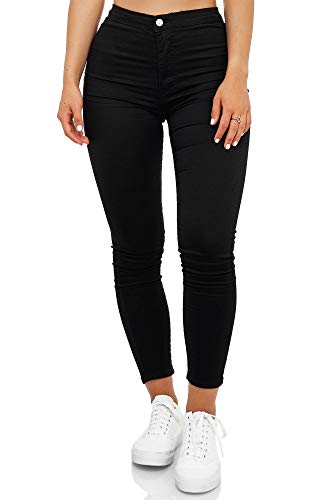 Elara Damen Jeans High Waist Slim Fit Chunkyrayan JS710 Schwarz 34 (XS) von Elara