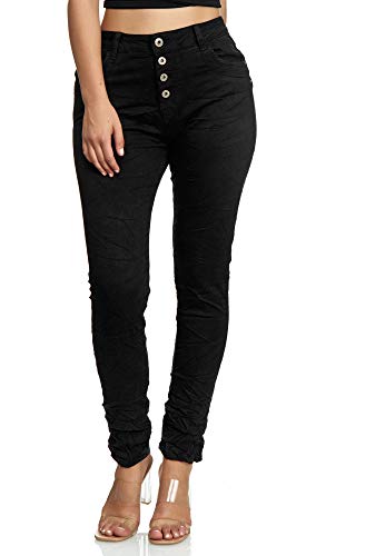 Elara Damen Jeans Baggy Chunkyrayan K2061-1 Schwarz-34 (XS) von Elara