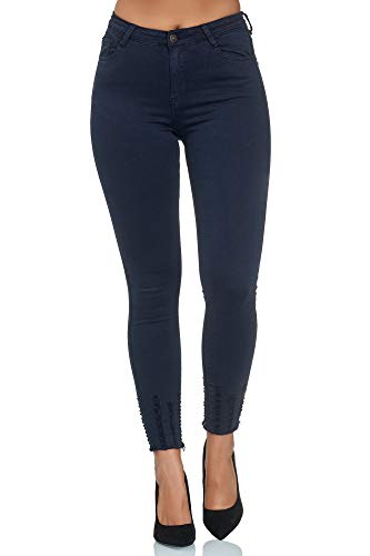 Elara Damen Jeans Chunkyrayan EL01-1 Dunkelblau-34 (XS) von Elara