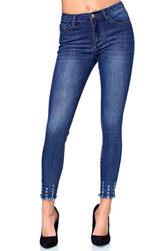 Elara Damen Jeans Chunkyrayan EL01D1 Blau-32 (2XS) von Elara