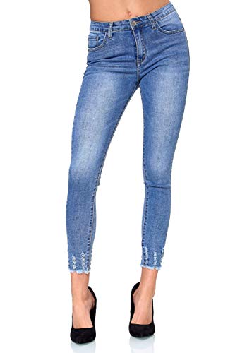 Elara Damen Jeans Chunkyrayan EL01D2 Blau-34 (XS) von Elara