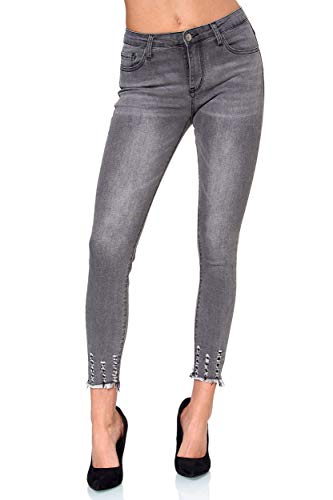 Elara Damen Jeans Chunkyrayan EL01D3 Grau-36 (S) von Elara