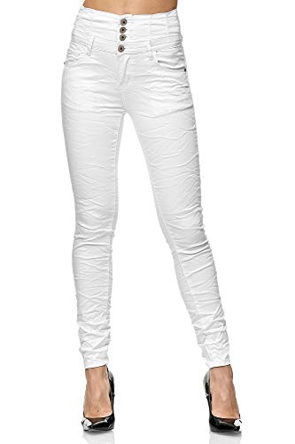 Elara Damen Jeans High Waist Push Up Skinny Fit Chunkyrayan 1949-1 White-36 (S) von Elara