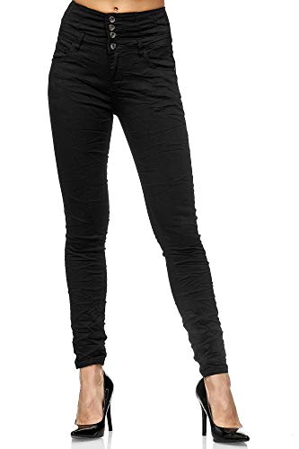 Elara Damen Jeans High Waist Push Up Skinny Fit Chunkyrayan 1949 Black-36 (S) von Elara