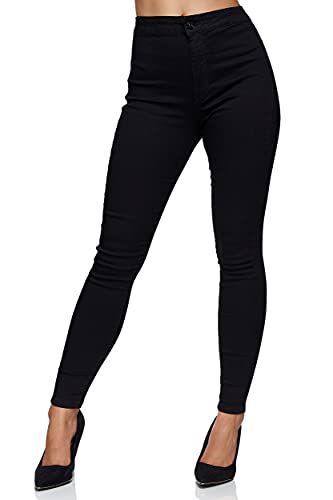 Elara Damen Jeans High Waist Slim Fit Chunkyrayan 201D Schwarz 34 (XS) von Elara