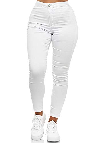 Elara Damen Jeans High Waist Slim Fit Chunkyrayan JS710-1 White 36 (S) von Elara