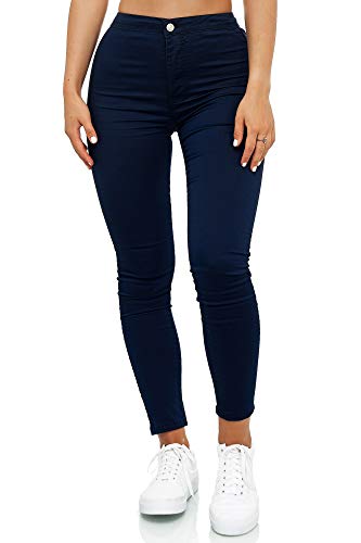 Elara Damen Jeans High Waist Slim Fit Chunkyrayan JS710-3 Blau 44 (2XL) von Elara