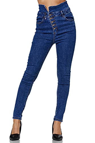Elara Damen Jeans Stretch Chunkyrayan JS999-3 Blau-36 (S) von Elara