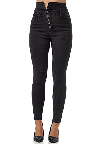 Elara Damen Jeans Stretch Chunkyrayan JS999 Schwarz-34 (XS) von Elara