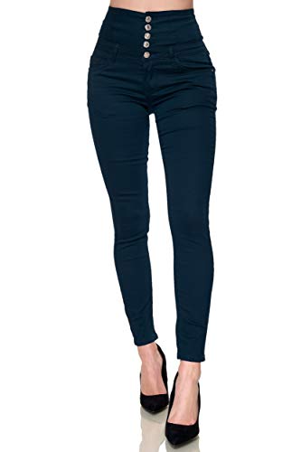 Elara Damen Jeans Stretch Skinny High Waist Chunkyrayan A EL60-1 Dunkelblau-36 (S) von Elara