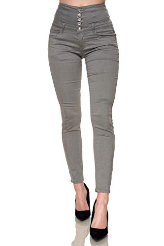 Elara Damen Jeans Stretch Skinny High Waist Chunkyrayan EL60-21 Hellgrau-52 (6XL) von Elara