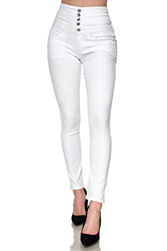 Elara Damen Jeans Stretch Skinny High Waist Chunkyrayan EL60-9 Weiss-40 (L) von Elara