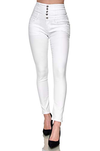 Elara Damen Jeans Stretch Skinny High Waist Chunkyrayan EL60-9 Weiss-48 (4XL) von Elara
