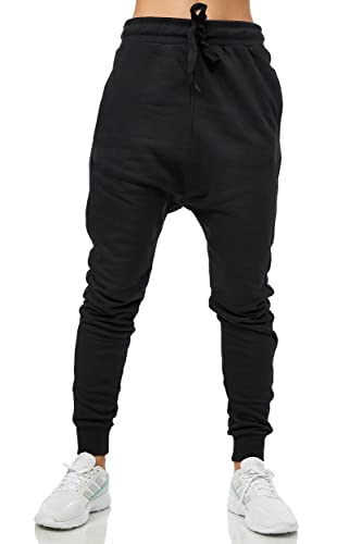 Elara Damen Jogginghose bequem Harem locker Chunkyrayan J-03 Black-S von Elara