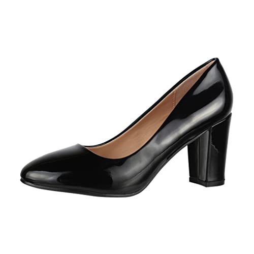 Elara Damen Pumps Chunkyrayan CIC-15 Black-36 von Elara