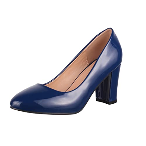 Elara Damen Pumps Chunkyrayan CIC-15 Blue-36 von Elara