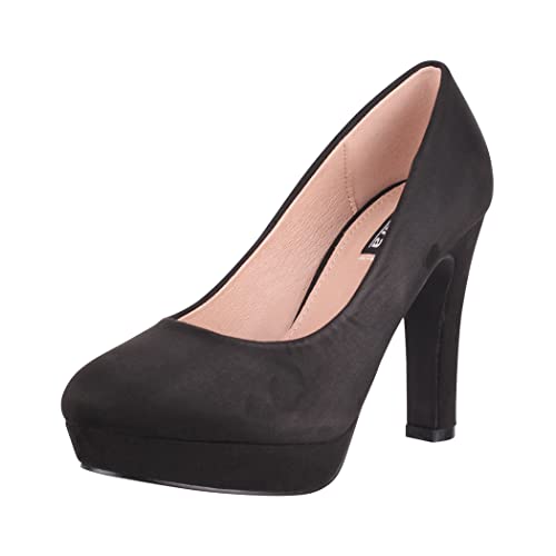 Elara Damen Pumps Plateau Chunkyrayan ZZ22360 Black-36 von Elara