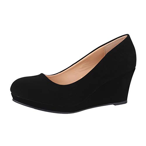 Elara Damen Pumps Keilabsatz Schuhe mit Plateau Chunkyrayan B8011Y-PM-Schwarz-41 Elara Damen Pumps Keilabsatz Schuhe mit Plateau Chunkyrayan B8011Y-PM-Schwarz-41 von Elara