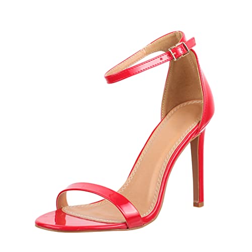 Elara Damen Sandaletten High Heels Chunkyrayan B508YH-PM Red-36 von Elara