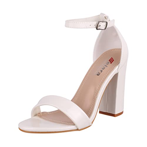 Elara Damen Sandaletten High Heels Chunkyrayan BL720-PM White-40 von Elara