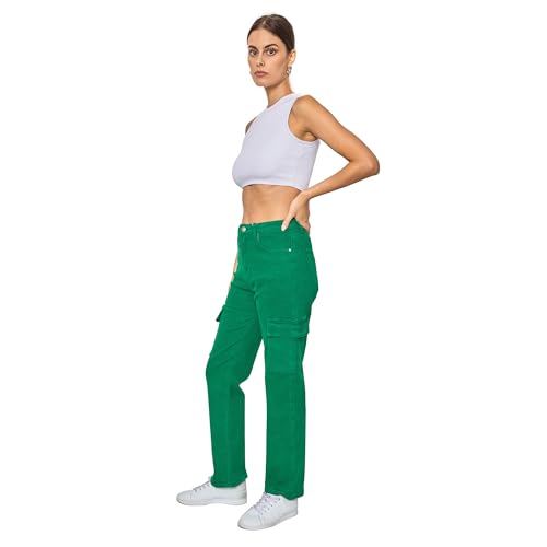 Elara Damen Schlag Cargohose 99639 Green-42 von Elara